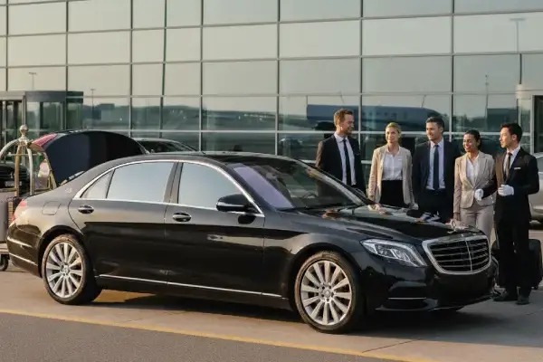 Business class transfer arriving at Brisbane CBD corporate building