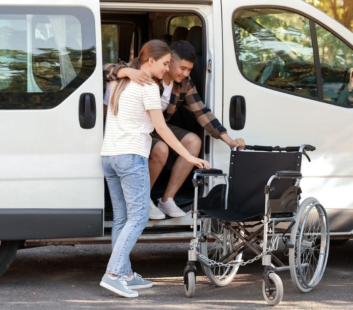 NDIS transport hire arriving at community location in Australia